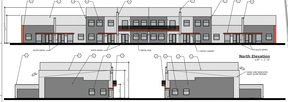 Exterior elevations for Longview Office and Flex Center in Loveland, CO