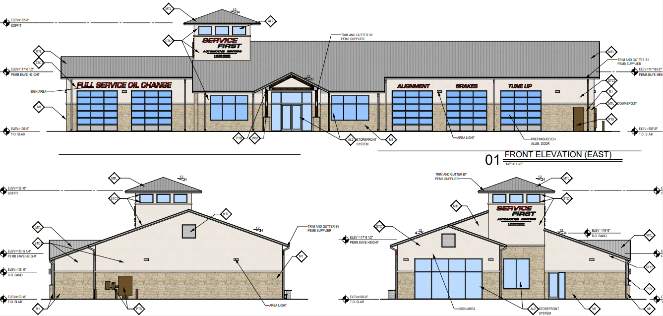 Elevations for Service First Automotive in Loveland, CO