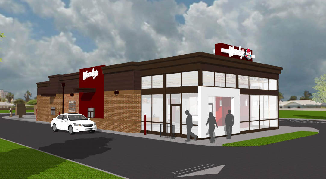 Rendering of Wendy's on Crossroads in Loveland showing entrance and drive-thru