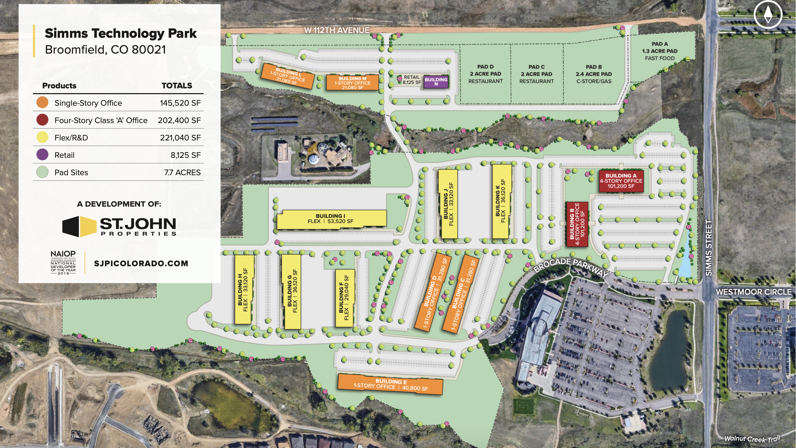Site plan for Simms Technology Park in Broomfield, CO