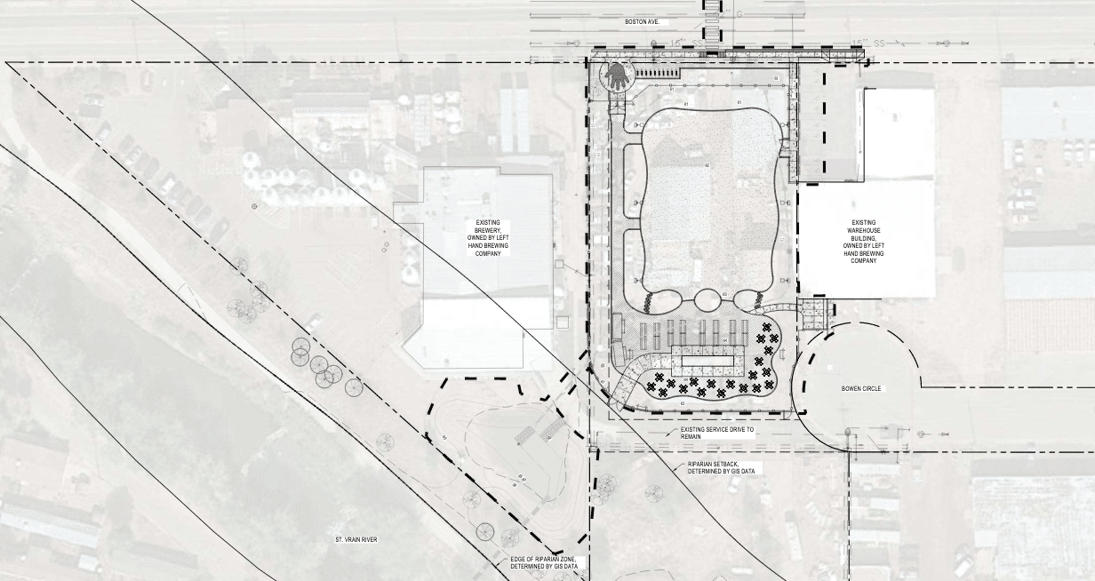 Site plan for Left Hand Brewing Company beer garden expansion in Longmont, CO