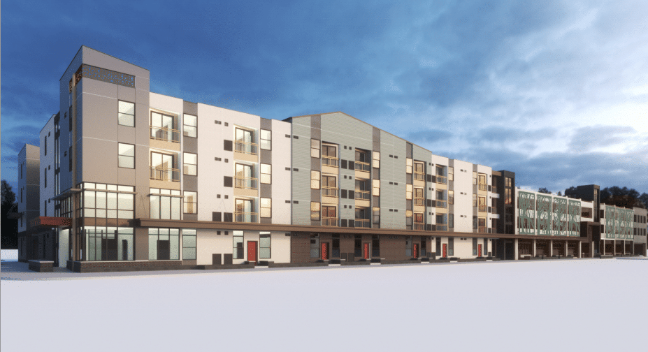 Rendering of The Spoke on Coffman affordable housing development in Longmont, Colo.