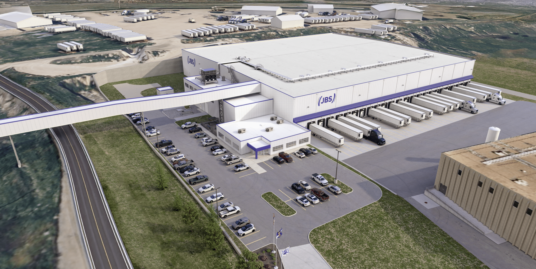 Aerial rendering of the planned JBS distribution facility